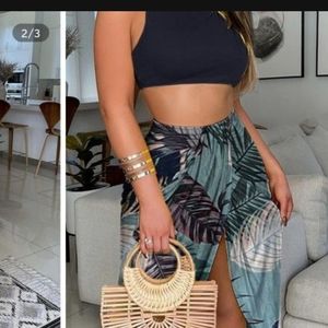 Two Piece Skirt Set Crop Top